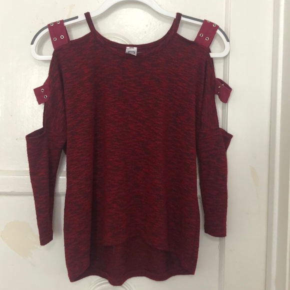 Girls burnout red sweater with cut-out arms - Picture 7 of 7